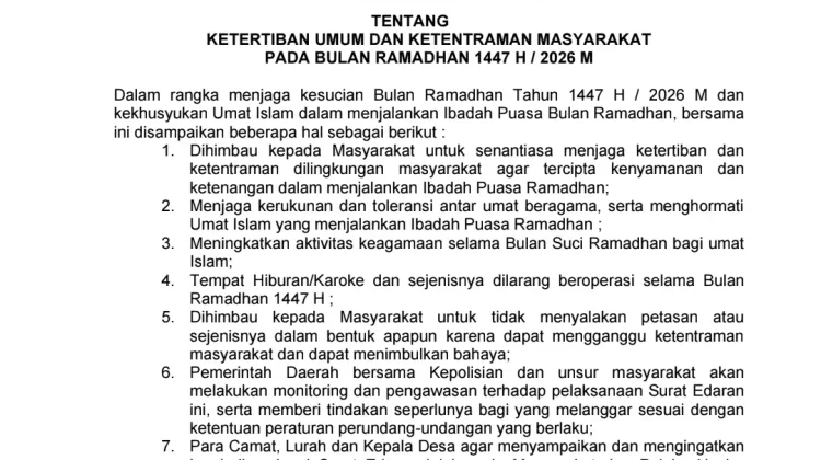 Cen Sui Lan Terbitkan Edaran Ketertiban Ramadan Natuna